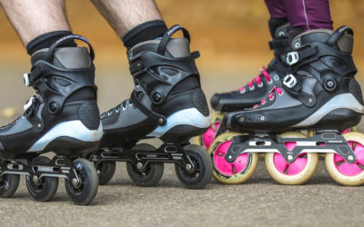 Where should I put my weight on my foot when skating slowly?