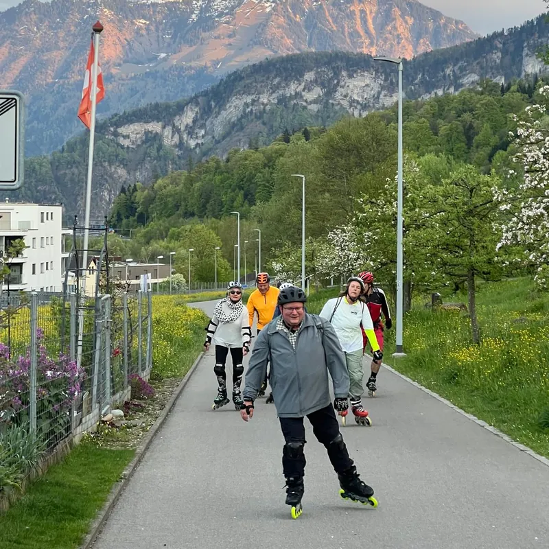 Group skating on a cycle path near Lucerne